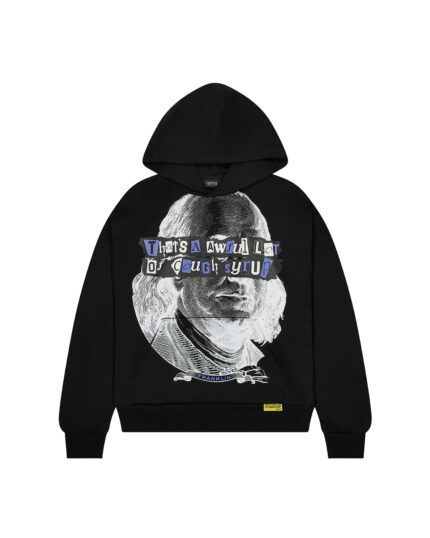 TRAPSTAR X COUGH SYRUP BENJAMIN FRANKLIN HOODIE - BLACK