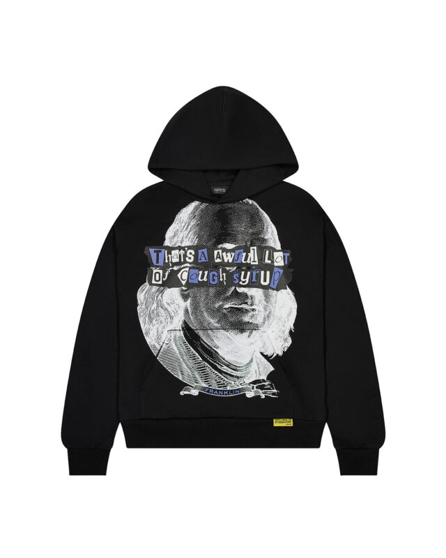 TRAPSTAR X COUGH SYRUP BENJAMIN FRANKLIN HOODIE - BLACK