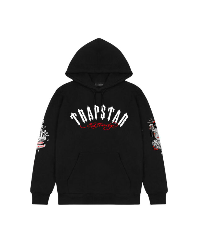 TRAPSTAR X ED HARDY AOW HOODIE - BLACK